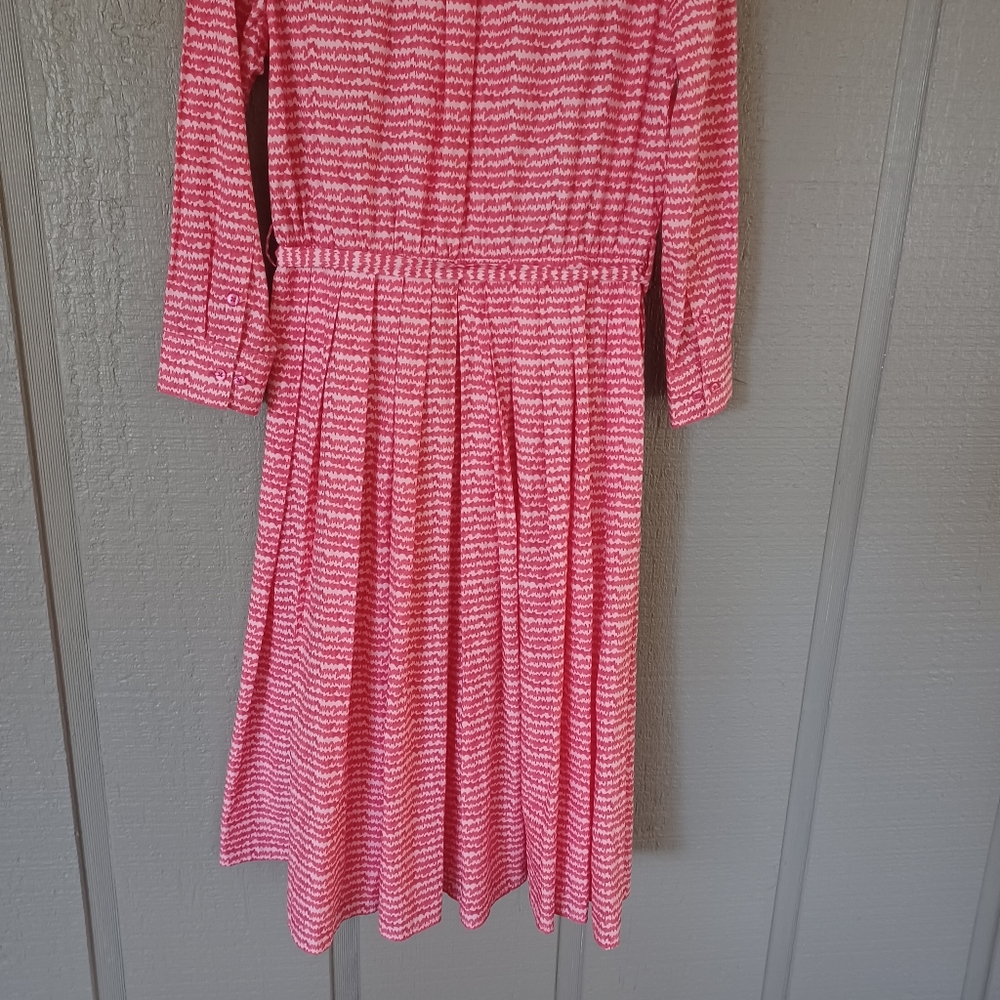 Tucker Allyson Midi Dress Size L Women Preppy In Raspberry Sound Organic Poplin - Picture 10 of 13